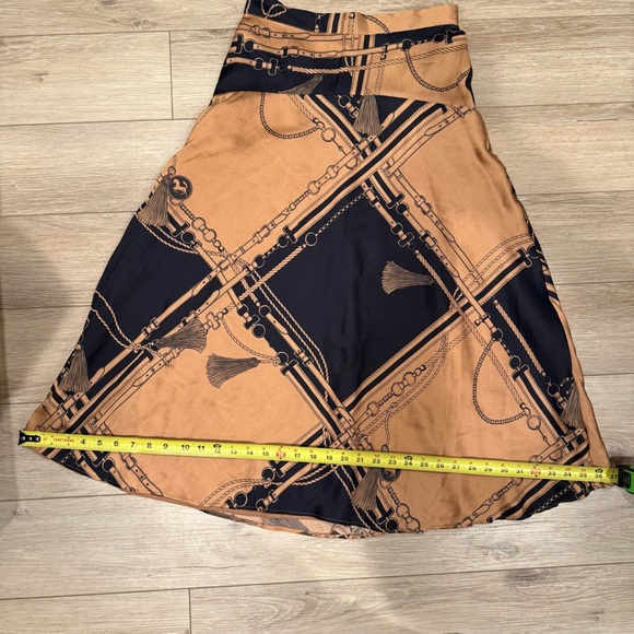 Ann Taylor Navy/Gold Equestrian Midi Silk Satin Feel A-Line Skirt Women’s 2 NWOT - Picture 13 of 14
